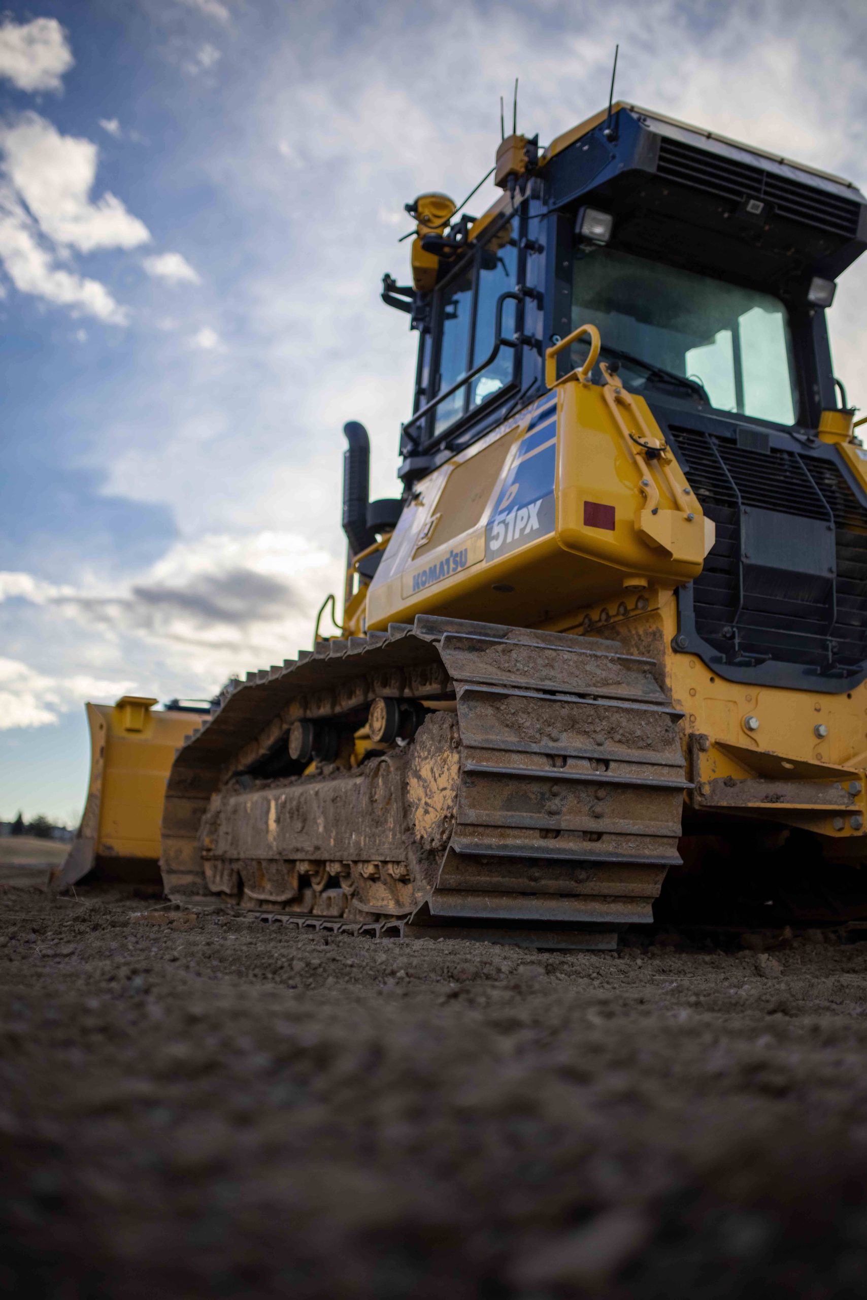 A dozer equipped with the Trimble 3D Grade Control System