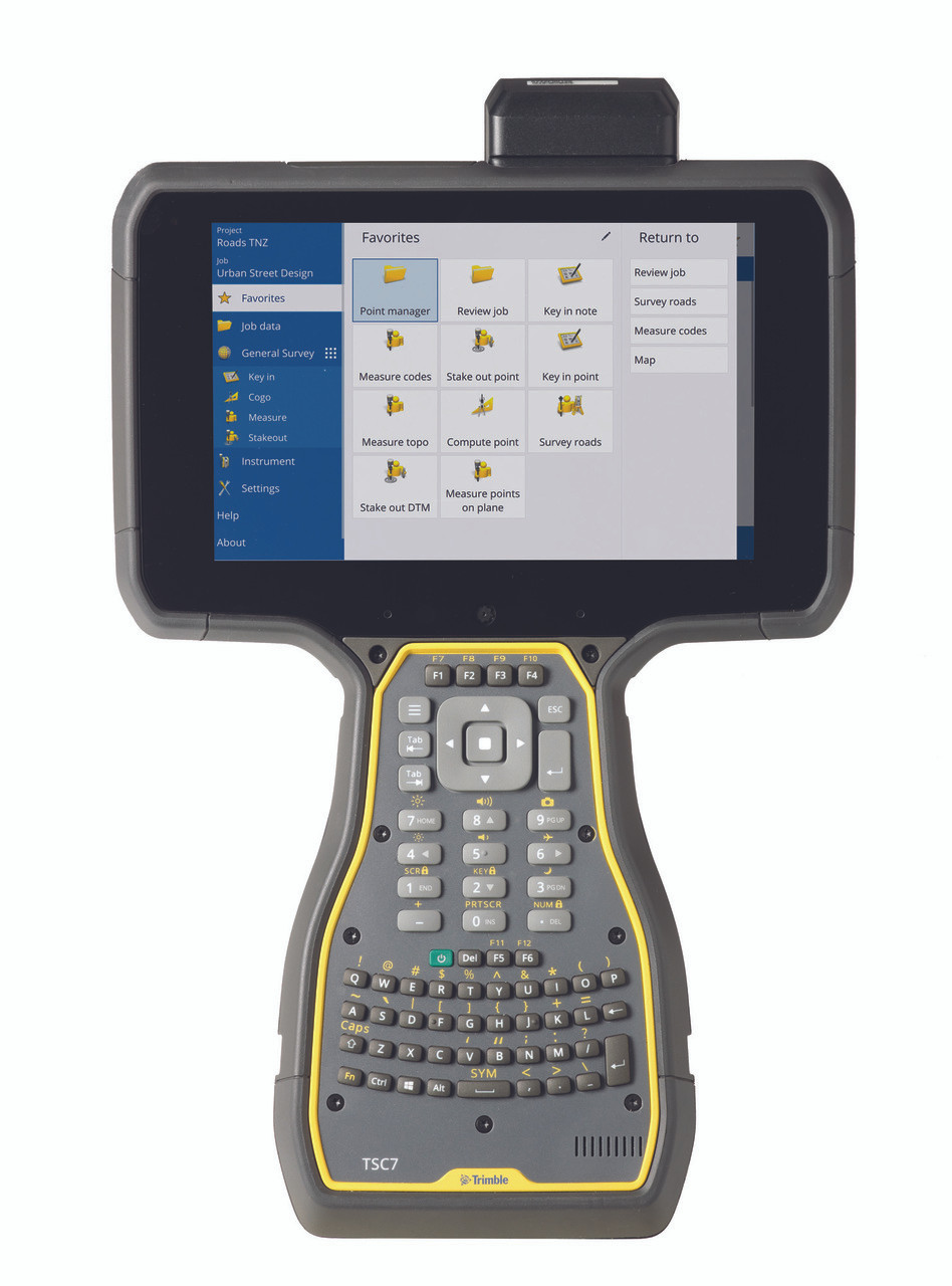 Trimble TSC7 Controller with software displayed