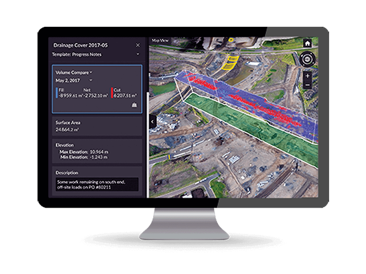 Stratus drone displaying an overview of a job site